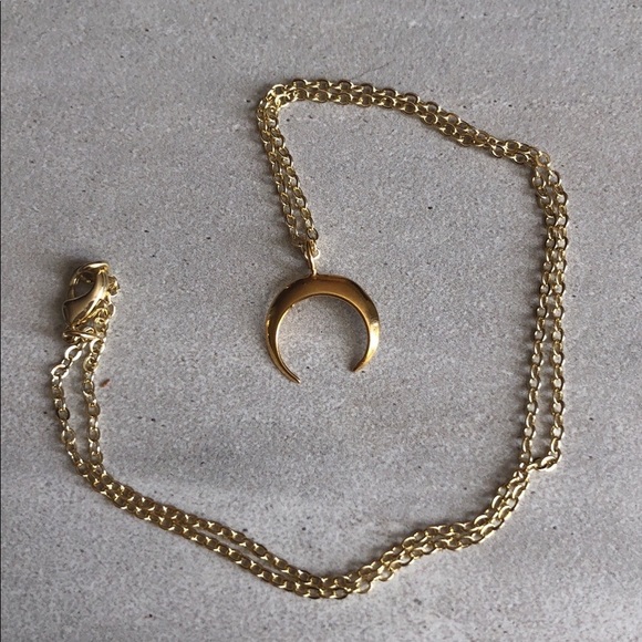 Gold Crescent Moon Charm Necklace 🌙 - Picture 3 of 5